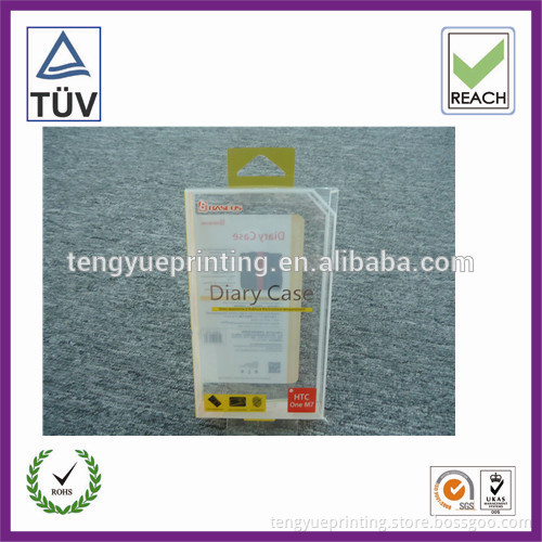 Plastic clear box with hook and cmyk colored